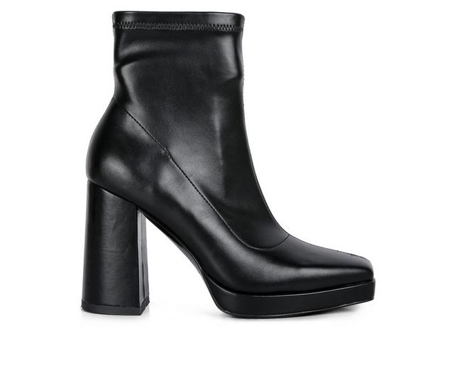 Women's London Rag Tintin Block Heel Booties in Black color