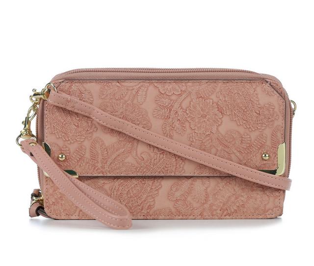 Bueno Of California Embossed 10113 Wallet On A String in Rose Flrl Pais color
