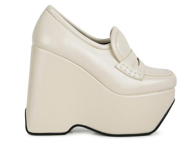 Women's Rag & Co Gilliam Platform Wedge Loafers in Beige color