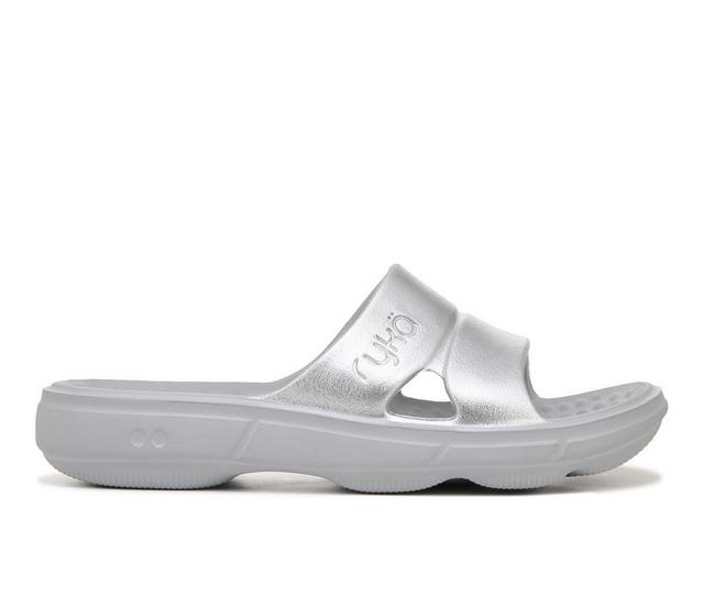 Women's Ryka Restore Slide Sandals in Silver color