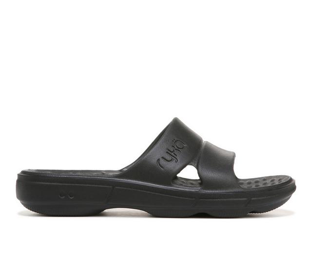 Women's Ryka Restore Slide Sandals in Black color
