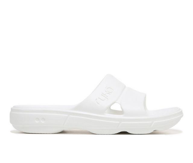 Women's Ryka Restore Slide Sandals in White color