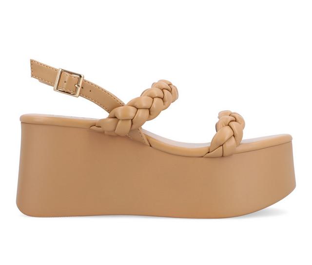 Journee Collection Zannah Platform Wedge Sandals in Tan color