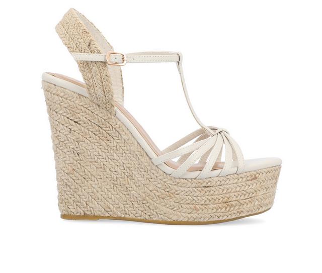Women's Journee Collection Yara Espadrille Wedge Sandals in Stone color