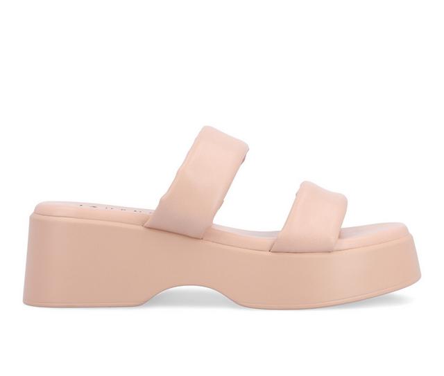 Women's Journee Collection Veradie Wedge Sandals in Blush color