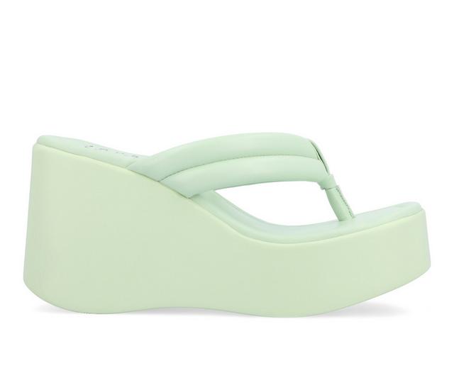 Women's Journee Collection Sharenne Platfrom Wedge Flip-Flops in Mint color