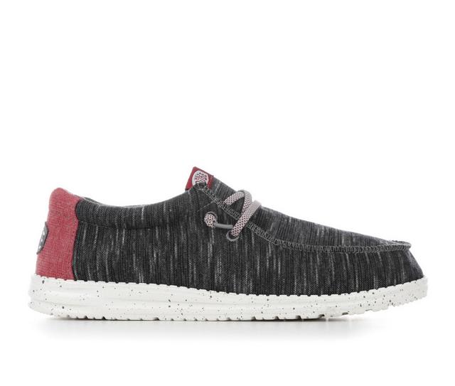 Men's HEYDUDE Wally Jersey Casual Shoes in Black color