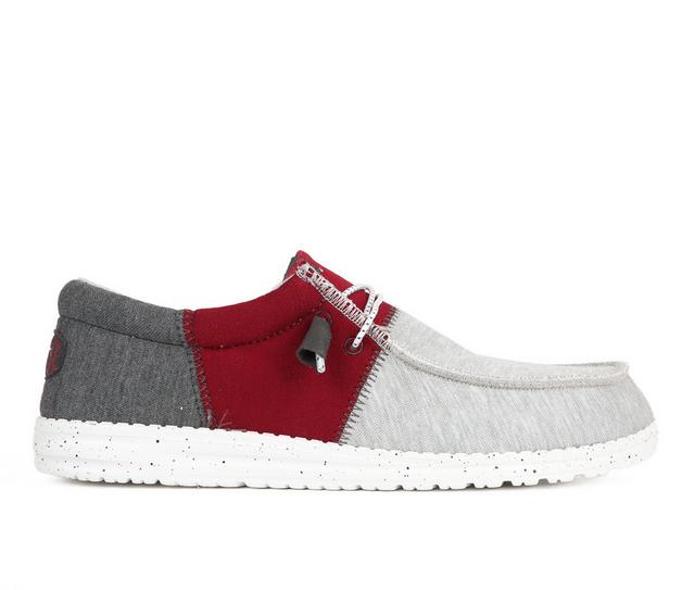 Men's HEYDUDE Wally Tri Varsity Casual Shoes in Crimson color