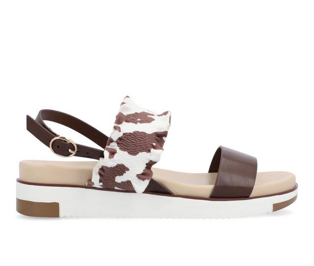 Women's Journee Collection Riya Low Wedge Sandals in Brown color