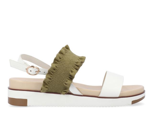 Women's Journee Collection Riya Low Wedge Sandals in White color