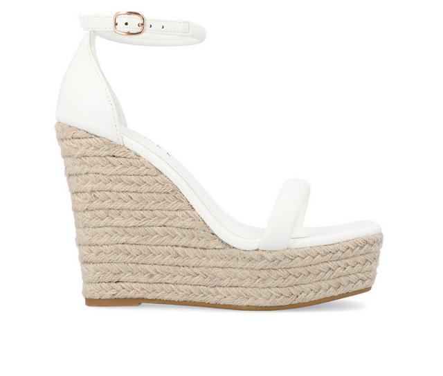 Women's Journee Collection Olesia Espadrille Wedge Sandals in White color