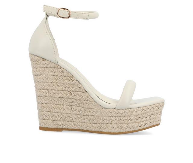 Women's Journee Collection Olesia Espadrille Wedge Sandals in Beige color