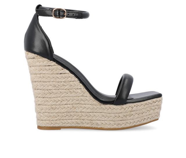 Women's Journee Collection Olesia Espadrille Wedge Sandals in Black color