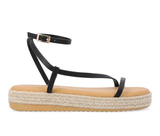 Women's Journee Collection Odelia Espadrille Platform Sandals in Black color