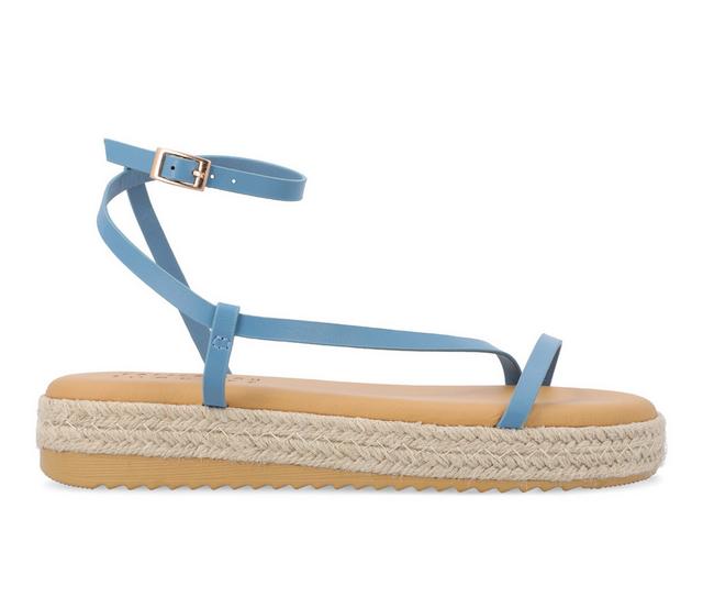 Women's Journee Collection Odelia Espadrille Platform Sandals in Blue color
