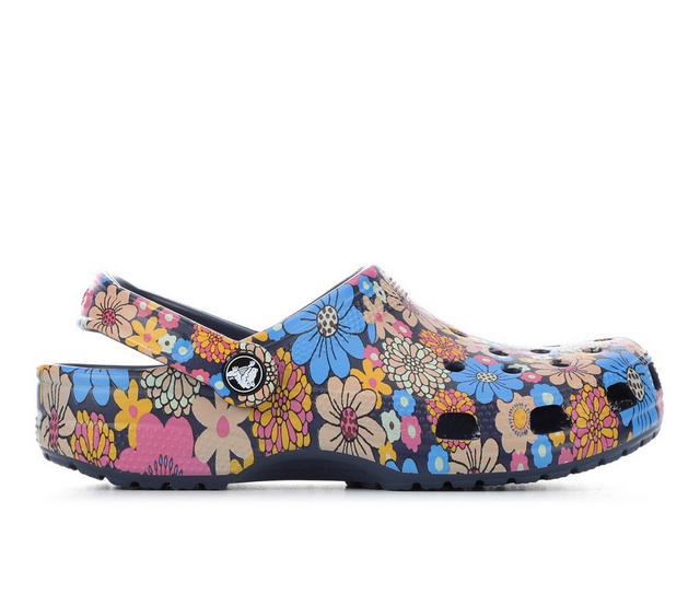 Adults' Crocs Classic Retro Floral in Navy/Multi color
