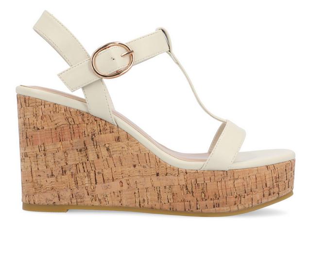 Women's Journee Collection Matildaa Cork Wedge Sandals in Bone color