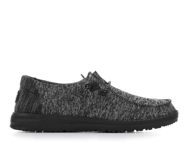 Women's HEYDUDE Wendy Sport Knit Casual Shoes in Black Mono color