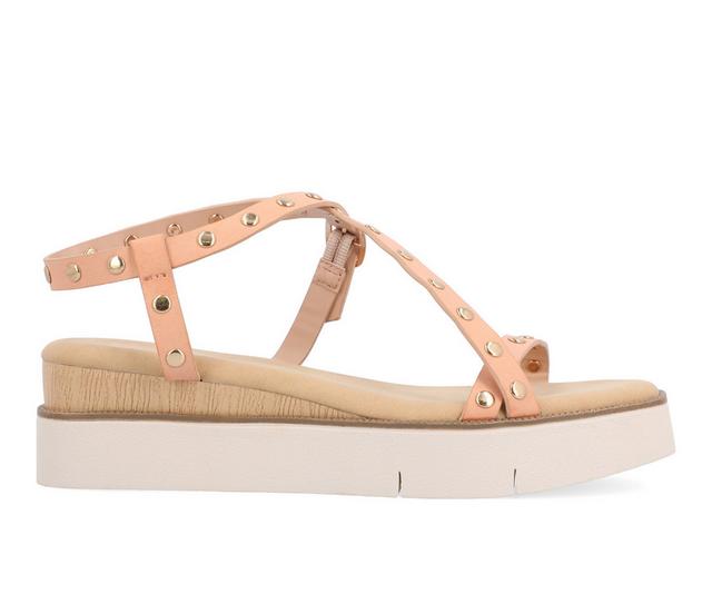 Women's Journee Collection Lindsay Low Wedge Platform Sandals in Blush color