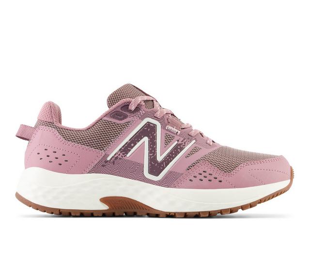 Women's New Balance WT410V8 Trail Running Shoes in Pink/Sea Salt color