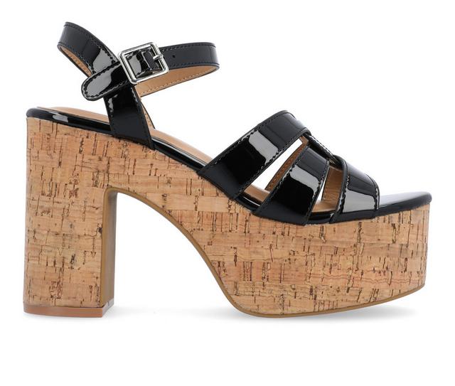 Women's Journee Collection Jania Platform Heeled Sandals in Black color