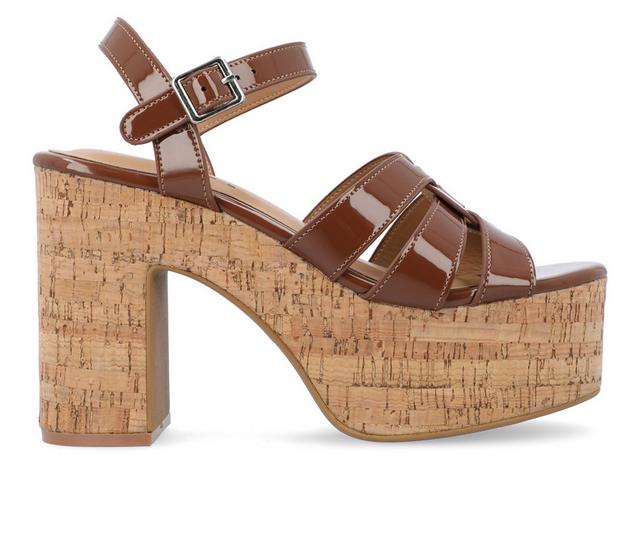 Women's Journee Collection Jania Platform Heeled Sandals in Brown color