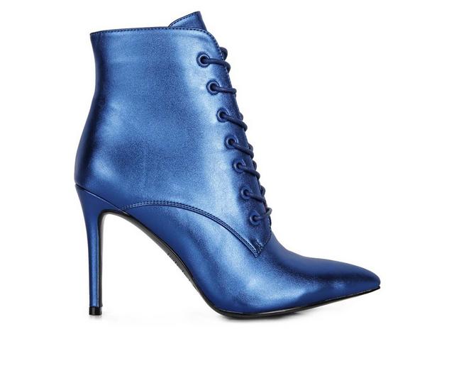 Women's Rag & Co Piet Stiletto Lace Up Booties in Blue color