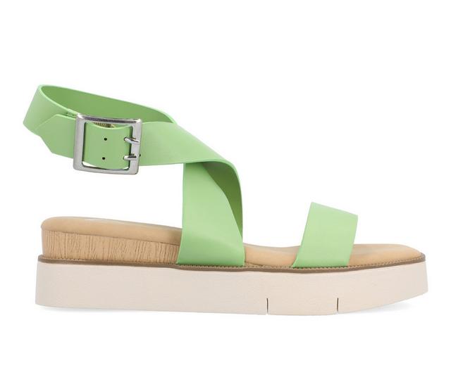 Women's Journee Collection Havalee Low Wedge Platform Sandals in Green color