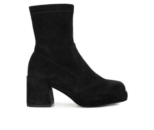 Women's Rag & Co Two Cubes Heeled Booties in Black color