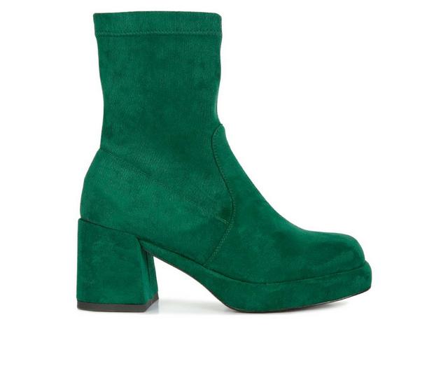 Women's Rag & Co Two Cubes Heeled Booties in Dark Green color