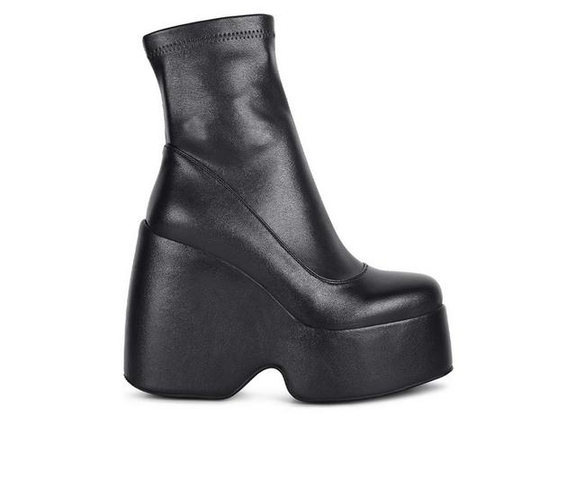 Women's Rag & Co Purnell Wedge Platform Booties in Black color