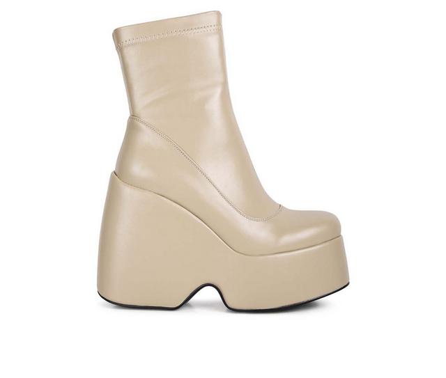 Women's Rag & Co Purnell Wedge Platform Booties in Beige color