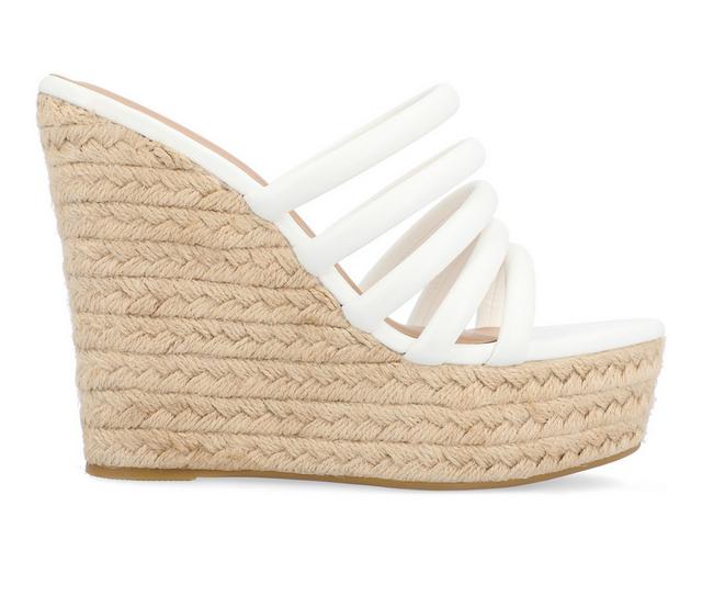 Women's Journee Collection Cynthie Espadrille Wedge Sandals in White color
