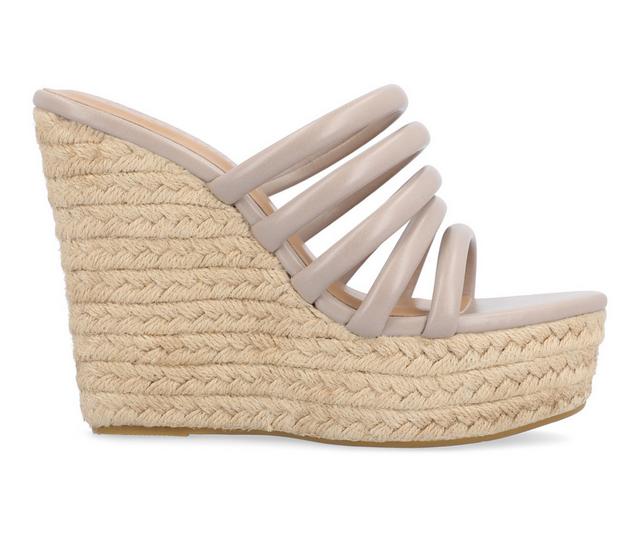 Women's Journee Collection Cynthie Espadrille Wedge Sandals in Taupe color