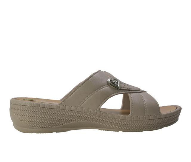 Women's Tecs Women's Low Heel Slip On Sandals in Beige color