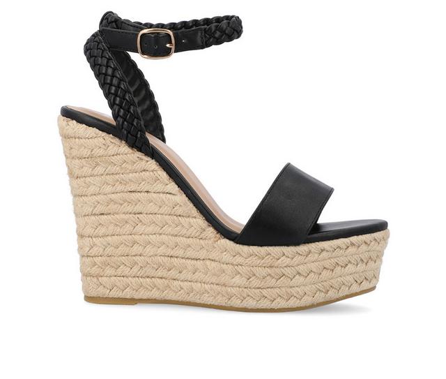 Women's Journee Collection Andiah Espadrille Wedge Sandals in Black color