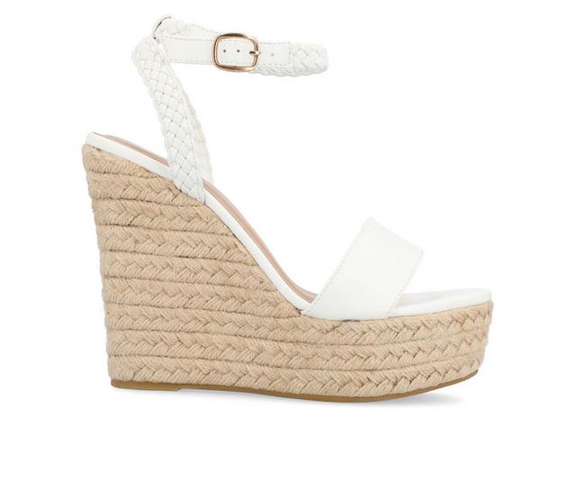 Women's Journee Collection Andiah Espadrille Wedge Sandals in White color