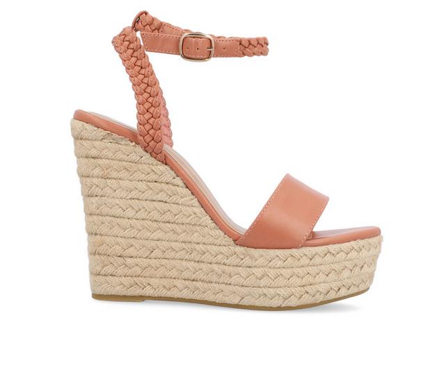 Women's Journee Collection Andiah Espadrille Wedge Sandals in Rose color