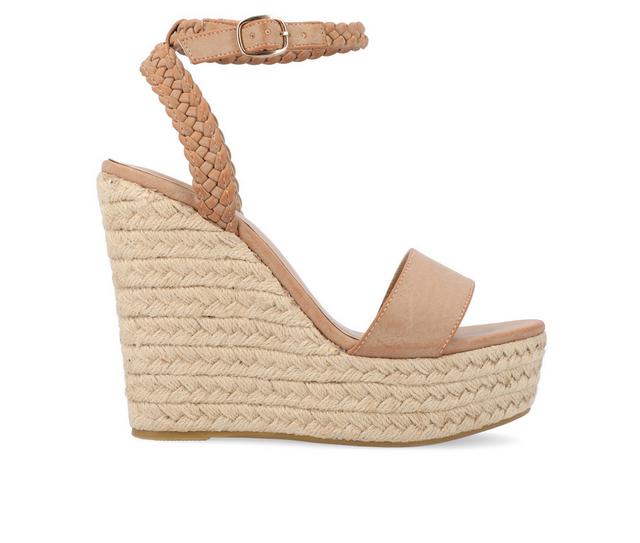 Women's Journee Collection Andiah Espadrille Wedge Sandals in Nude color