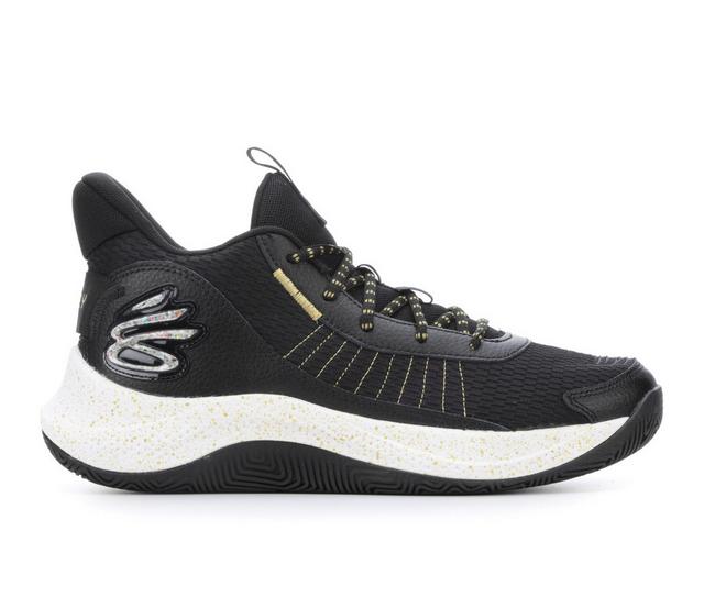 Men's Under Armour Curry 3Z7 Basketball Shoes in BLK/WHT/GLD 001 color