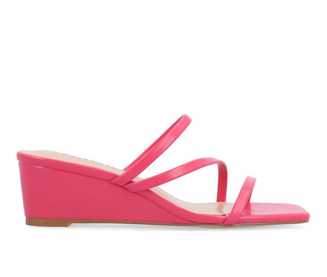 Women's Journee Collection Takarah Wedge Sandals in Pink color