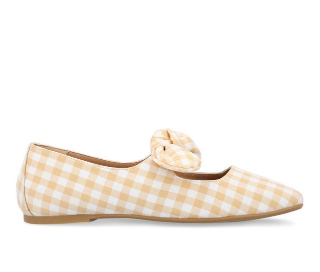 Women's Journee Collection Seralinn Flats in Plaid/Tan color