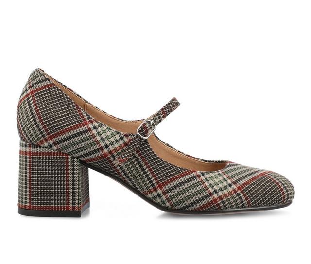Women's Journee Collection Okenna Block Heels in Chocolate Plaid color