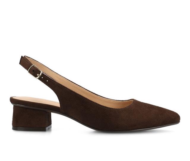Women's Journee Collection Sylvia Pumps in Chocolate Suede color