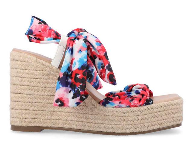 Women's Journee Collection Surria Espadrille Wedge Sandals in Floral color