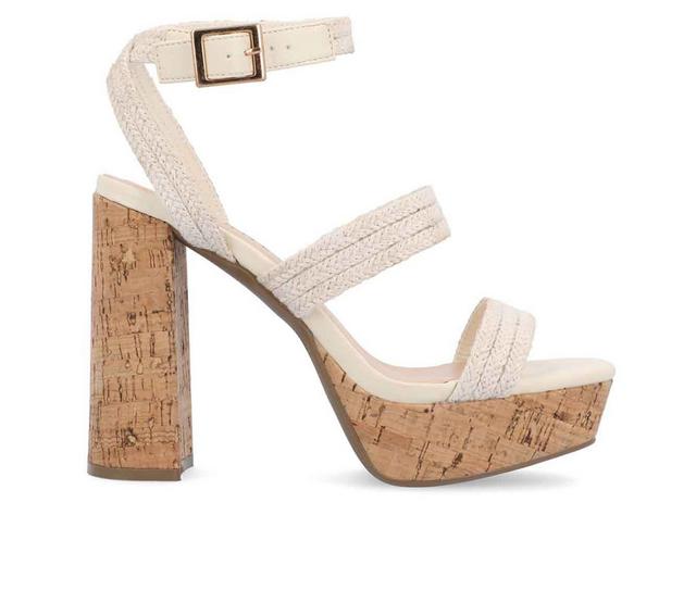 Women's Journee Collection Sienne Dress Sandals in Ivory color