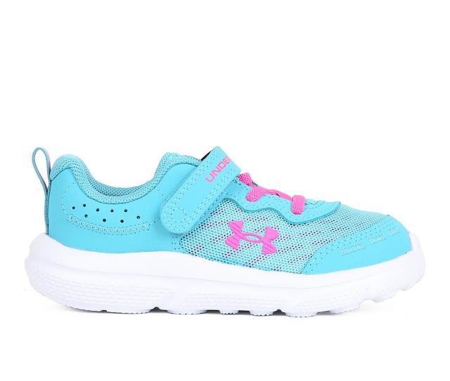 Girls' Under Armour Infant Assert 10 Girls Running Shoes in Blue/Gry/Pink color