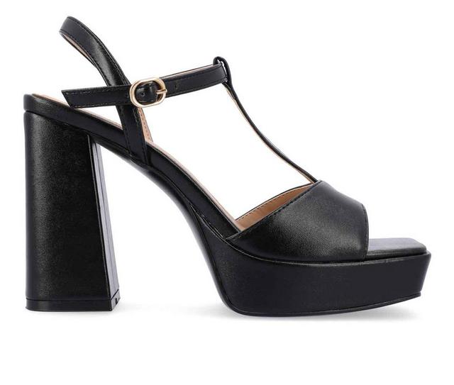 Women's Journee Collection Parson Platform Dress Sandals in Black color