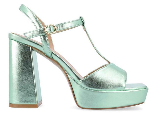 Women's Journee Collection Parson Platform Dress Sandals in Green color