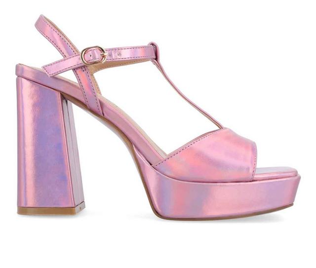 Women's Journee Collection Parson Platform Dress Sandals in Pink color